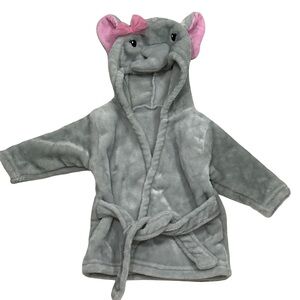 HB Baby 0-9mo Gray Elephant Hooded Bath Robe Infant